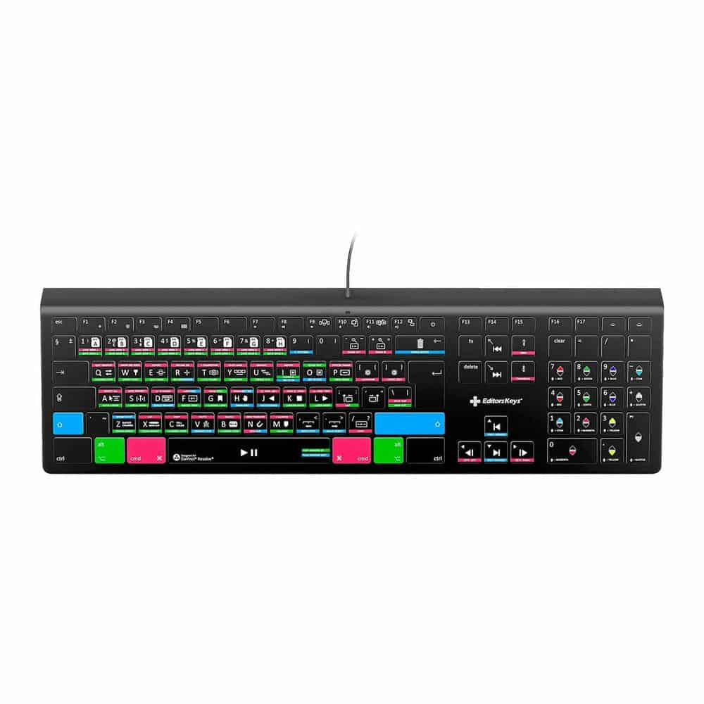 EditorsKeys DaVinci Resolve 16 Backlit Keyboard, 200+ Shortcuts, Colour Grouped Keys, 3 Backlighting Levels, Mac UK